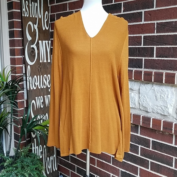 Charlie Paige Tops - Charlie Paige Mustard Yellow Waffle Tunic Top
